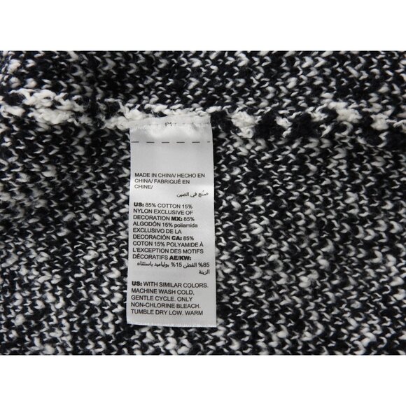 Cicos Women’s Cardigan Sweater Sz 0 Black White Houndstooth Open Front Tweed - Picture 9 of 12